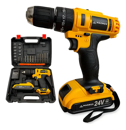 Taladro Atornillador Inalámbrico 1 Bateria 10mm Magnux 23 Nm 26 Ac RPM Y Más Color Amarillo