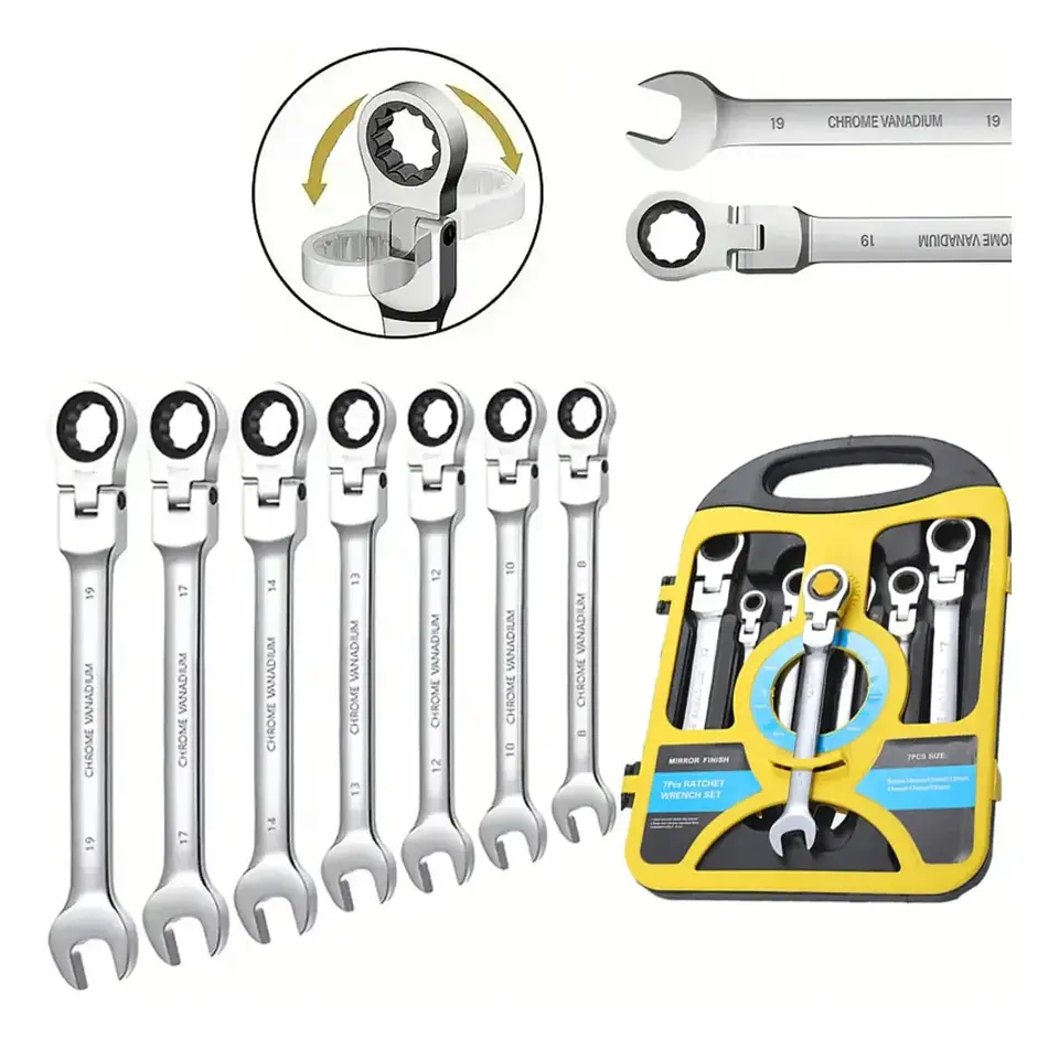 Llaves Total Combinadas Flexibles Rachet Juego 8 A 19mm 7pcs 1