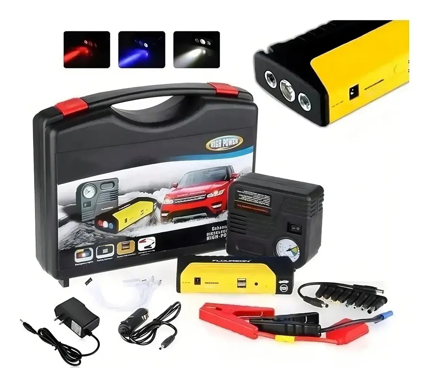 Kit Arrancador Iniciador De Batería 12v Compresor Carro Moto 1