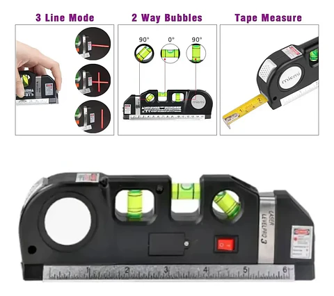 Herramienta Multiusos Laser Y Regla Cinta Métrica Hogar
