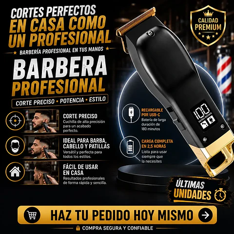 Barbera Afeitadora Patillera Electrica Recargable 6 Guias