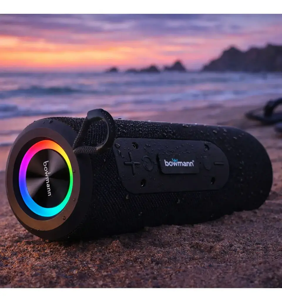 Parlante Bluetooth Tws Portatil Radio Usb Microfono Bowmann Color Negro 1