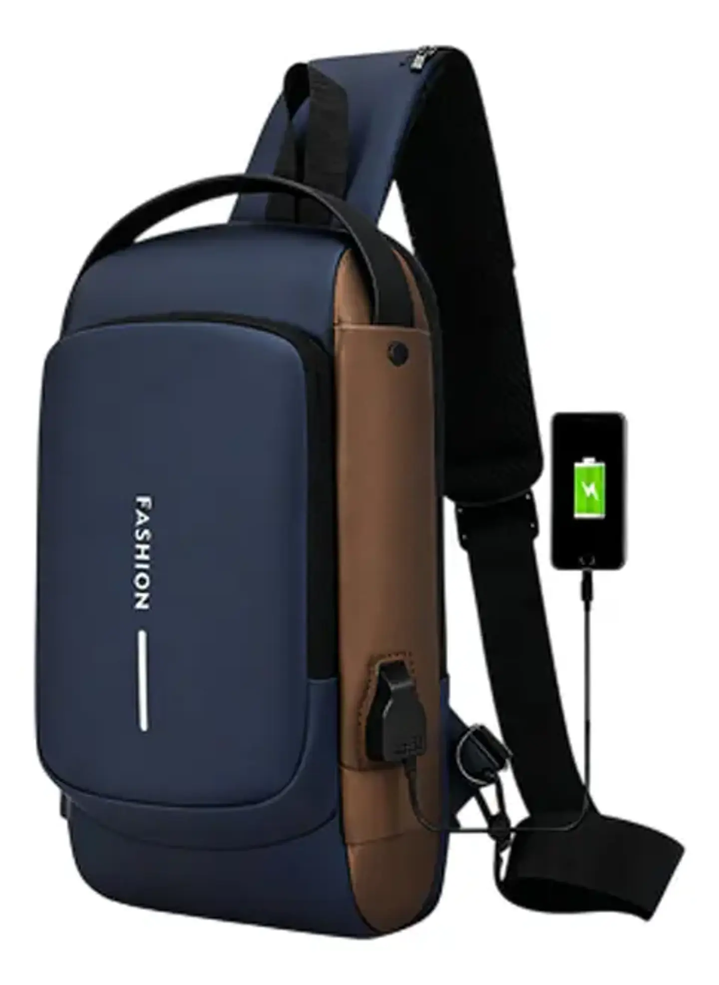 Morral Antirrobo Cruzado Con Puerto Usb Para Hombre Azul 1
