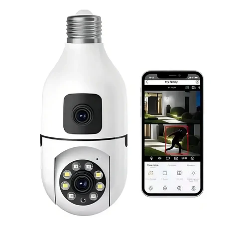 Camara Seguridad Tipo Bombillo Doble Lent