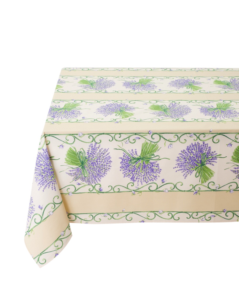 Mantel rectangular - "Bouquet de Lavanda" - Crema