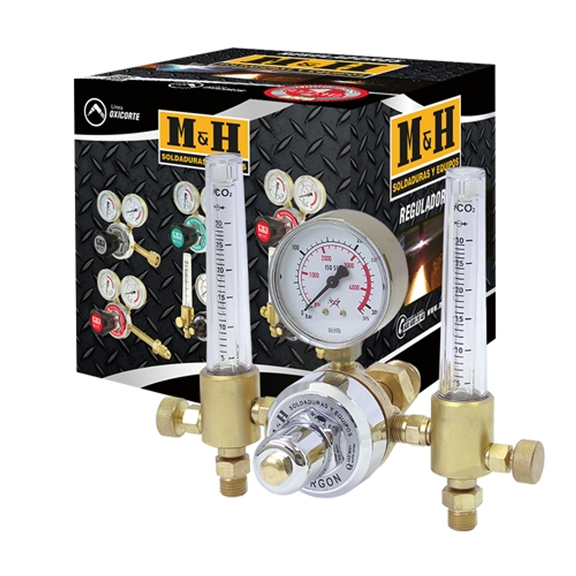 Regulador flujómetro dual argón 1