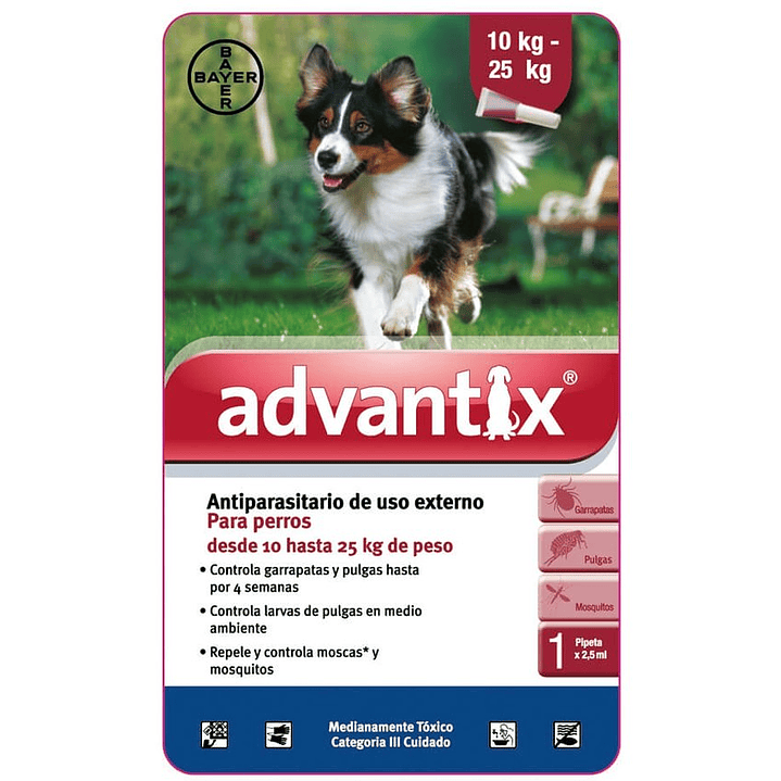 Advantix Antiparasitario Perros 10,1 A 25Kg Pipeta 2,5Ml