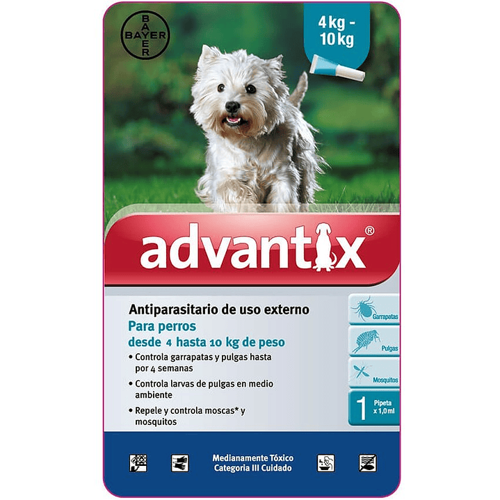 Advantix Antiparasitario Perros 4,1 A 10Kg Pipeta 1Ml