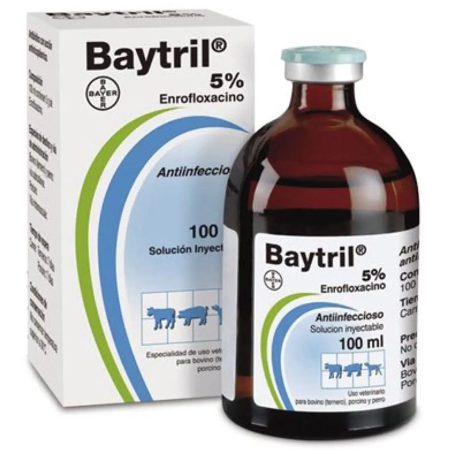 Baytril Antibiotico Inyectable Bovinos 100Ml