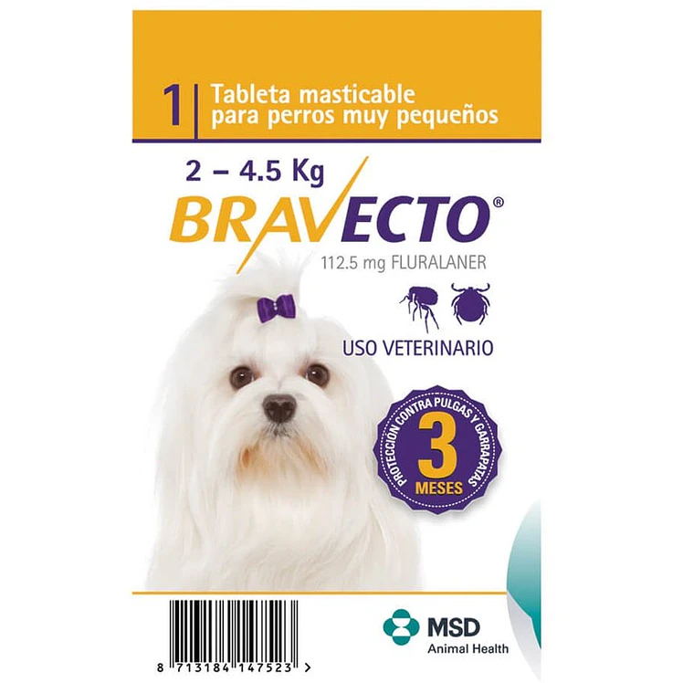 Bravecto Control Pulgas Garrapatas Perros 2 A 4.5Kg