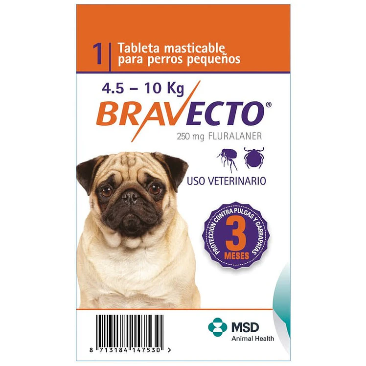 Bravecto Control Pulgas Garrapatas Perros 4.5 A 10Kg