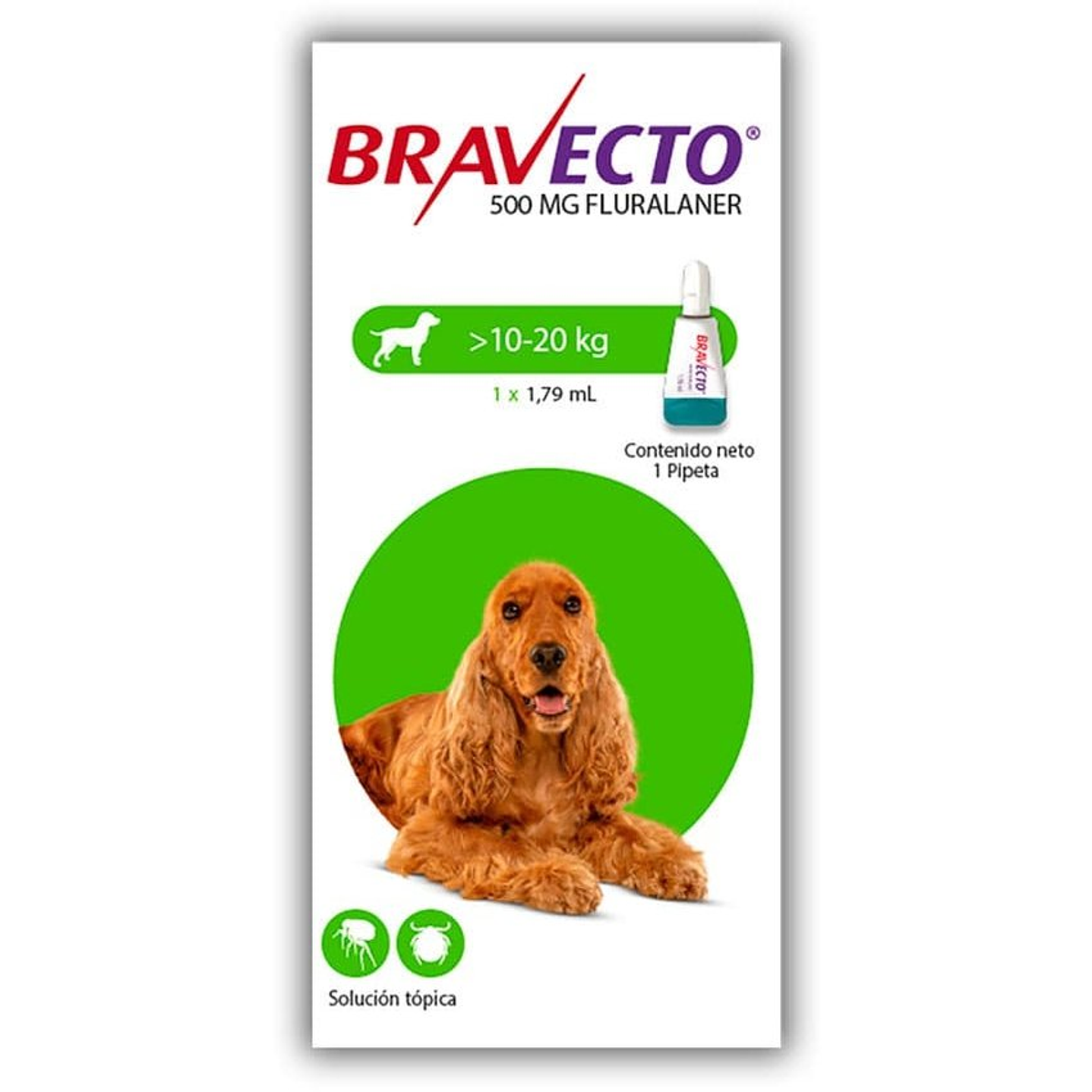 Bravecto Spot On Control Pulgas Garrapatas Perros 10-20Kg