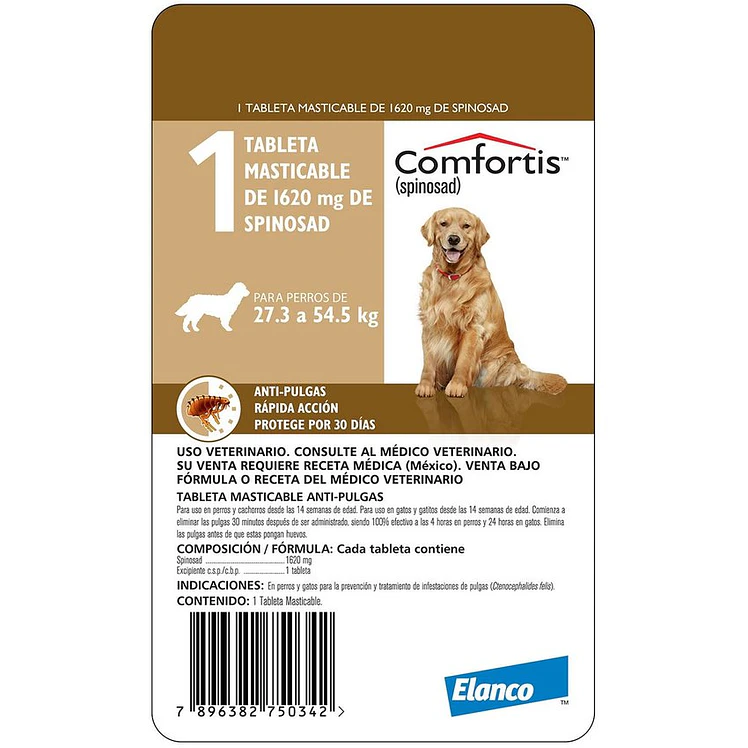 Comfortis Antipulgas Perros 27,3 A 54,5Kg Tabletas