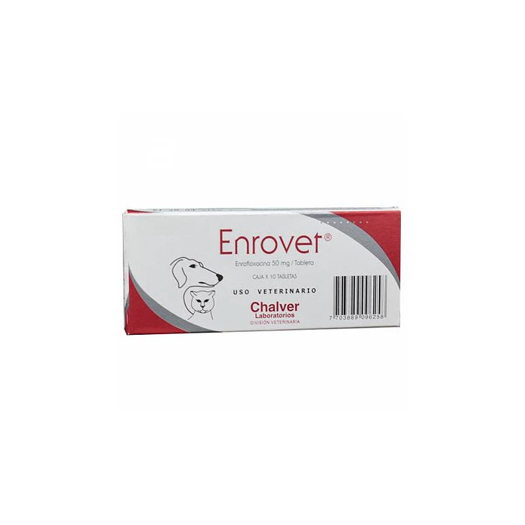 Enrovet Antibiotico Perros Gatos 50Mg 10Tab