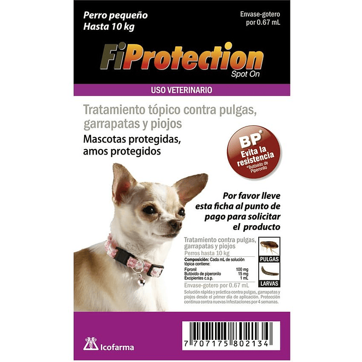 Fiprotection Control Pulgas Garrapatas Perros Hasta 10Kg 0.67Ml