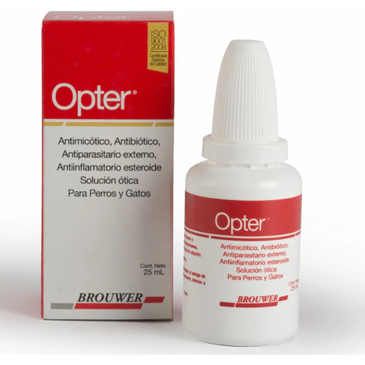 Opter Solucion Otica Antiinflamatorio Oidos Perros Gatos 25Ml