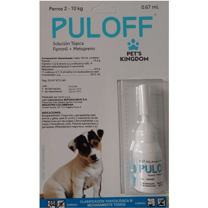 Puloff Antiparasitario Perros 2 A 10Kg 0.67Ml