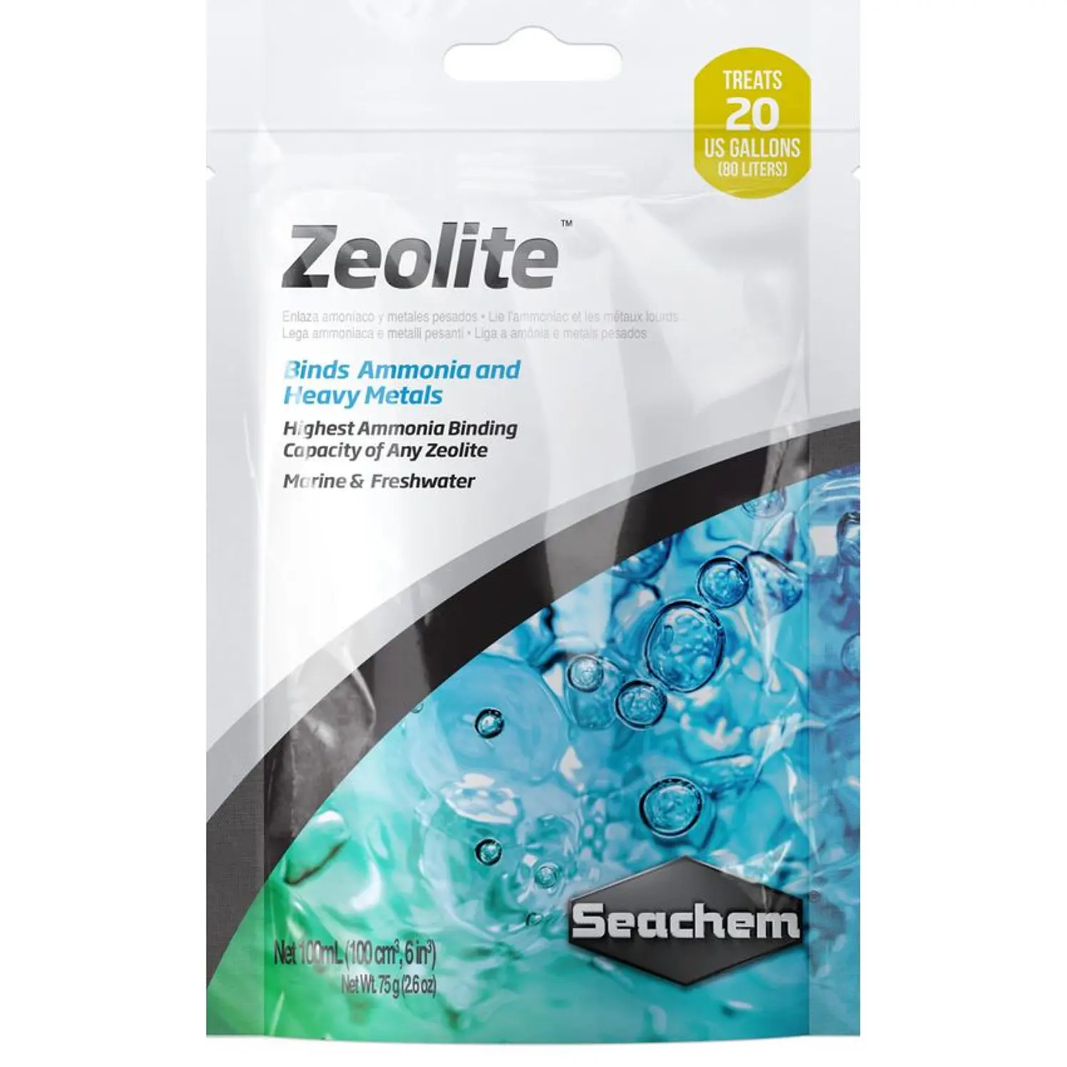 Seachem Zeolite 100ml Aglutina Amoniaco Y Metales Pesados