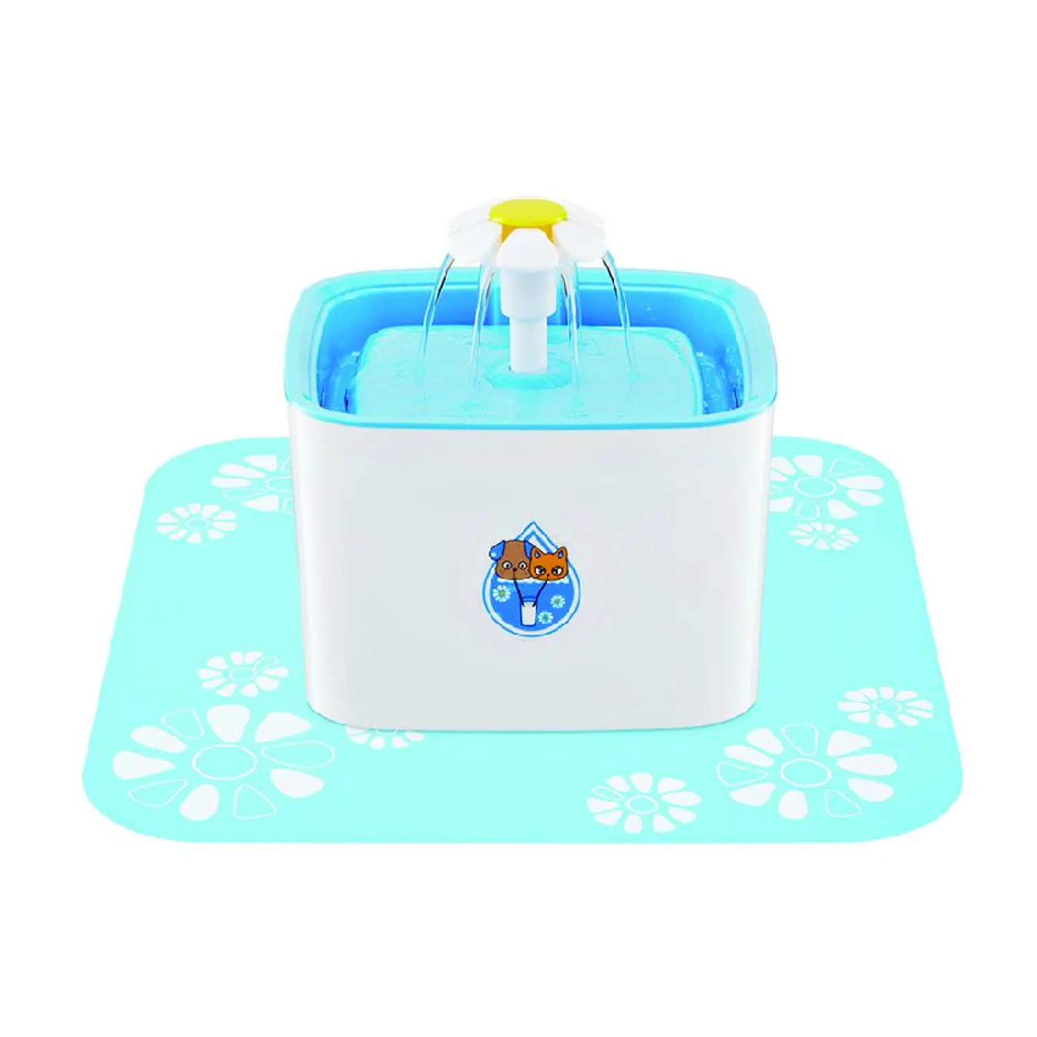 Bebedero Fuente De Agua Perros Gatos Flor Cubo 2.5lt Azul
