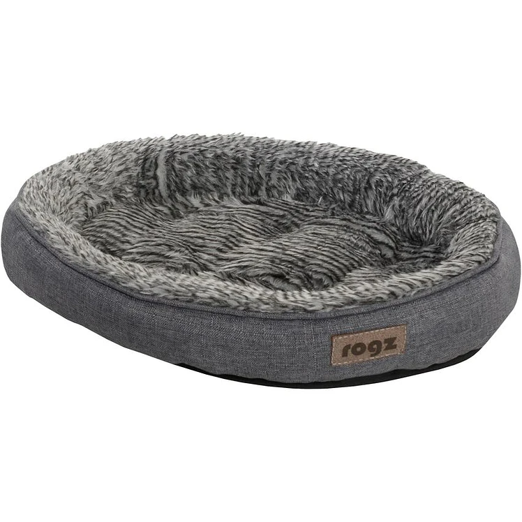 Cama Perros Gatos Rogz Oval Pudz Gris Lavable Talla S