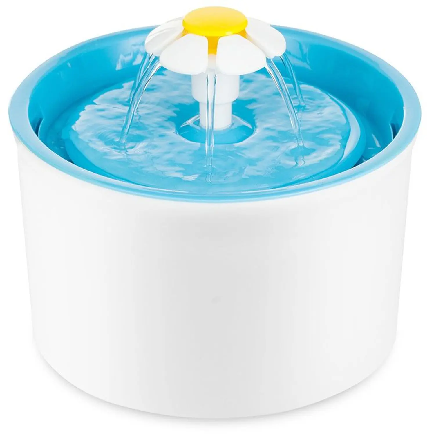 Bebedero Fuente De Agua Perros Gatos Flor Tapete 1.6lt Azul