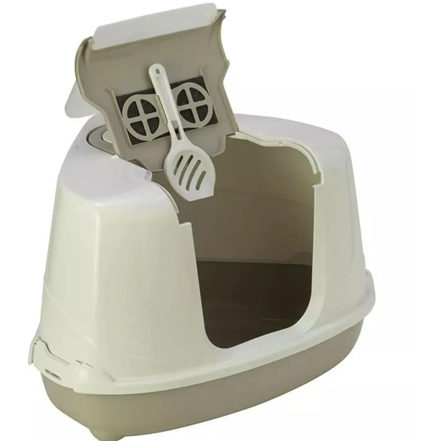 Arenero Sanitario Gatos Moderna Flip Top Esquinero Gris
