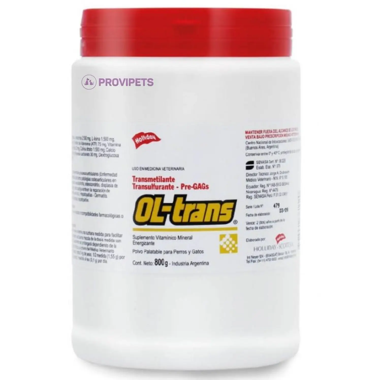 Holliday Ol Trans 800g Suplemento Vitaminico Osteoarticular