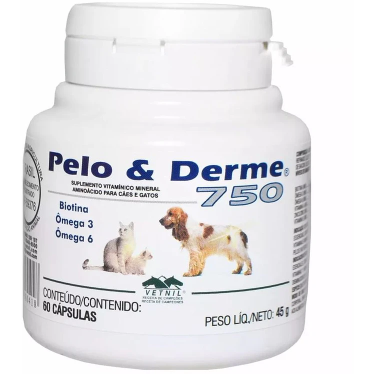 Pelo Y Derme 750 Perdida De Pelo Perros Y Gatos 60 Capsu