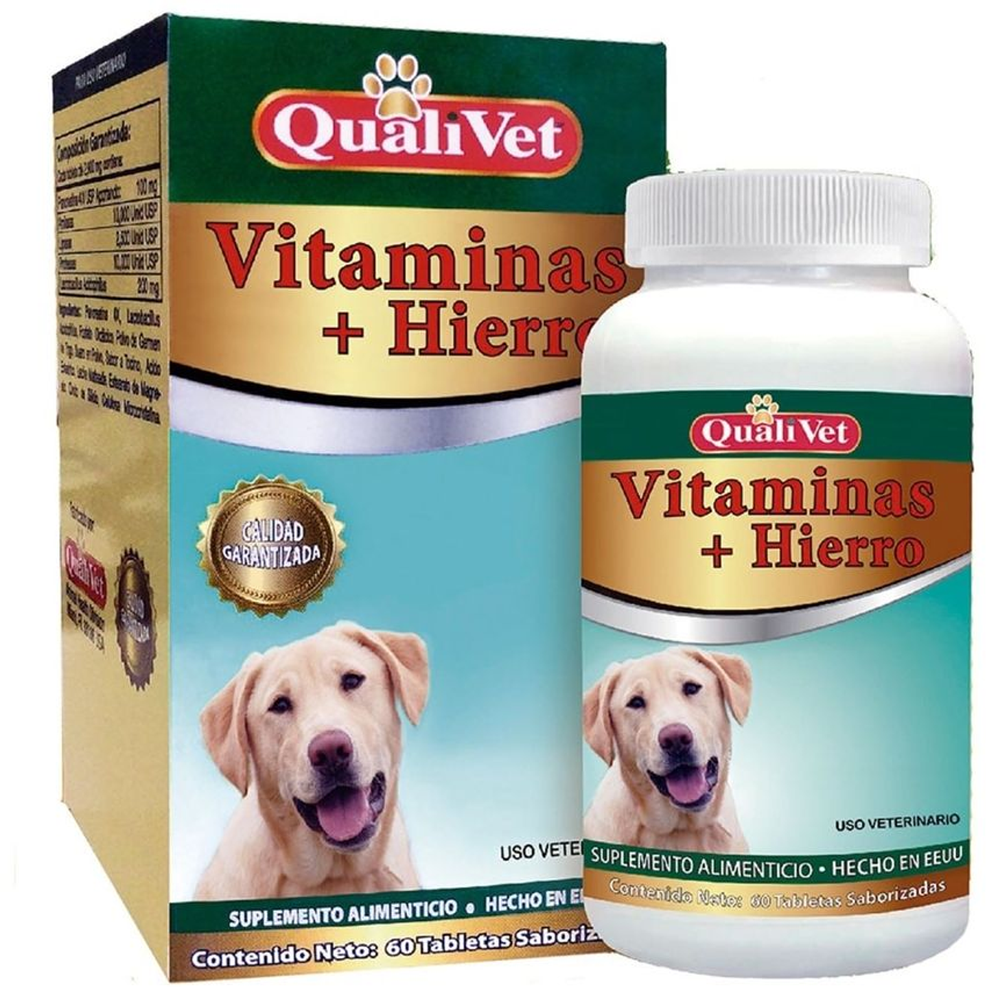 Vitaminas + Hierro Suplemento Perros Hemoglobina 60 Tab