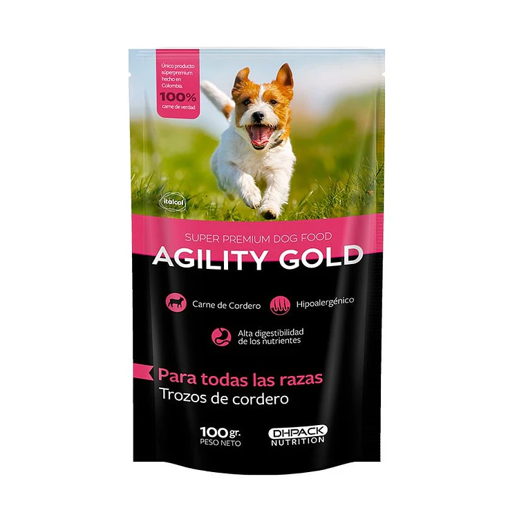 Agility Gold Humedo Trozos Cordero Perros Adultos 100G
