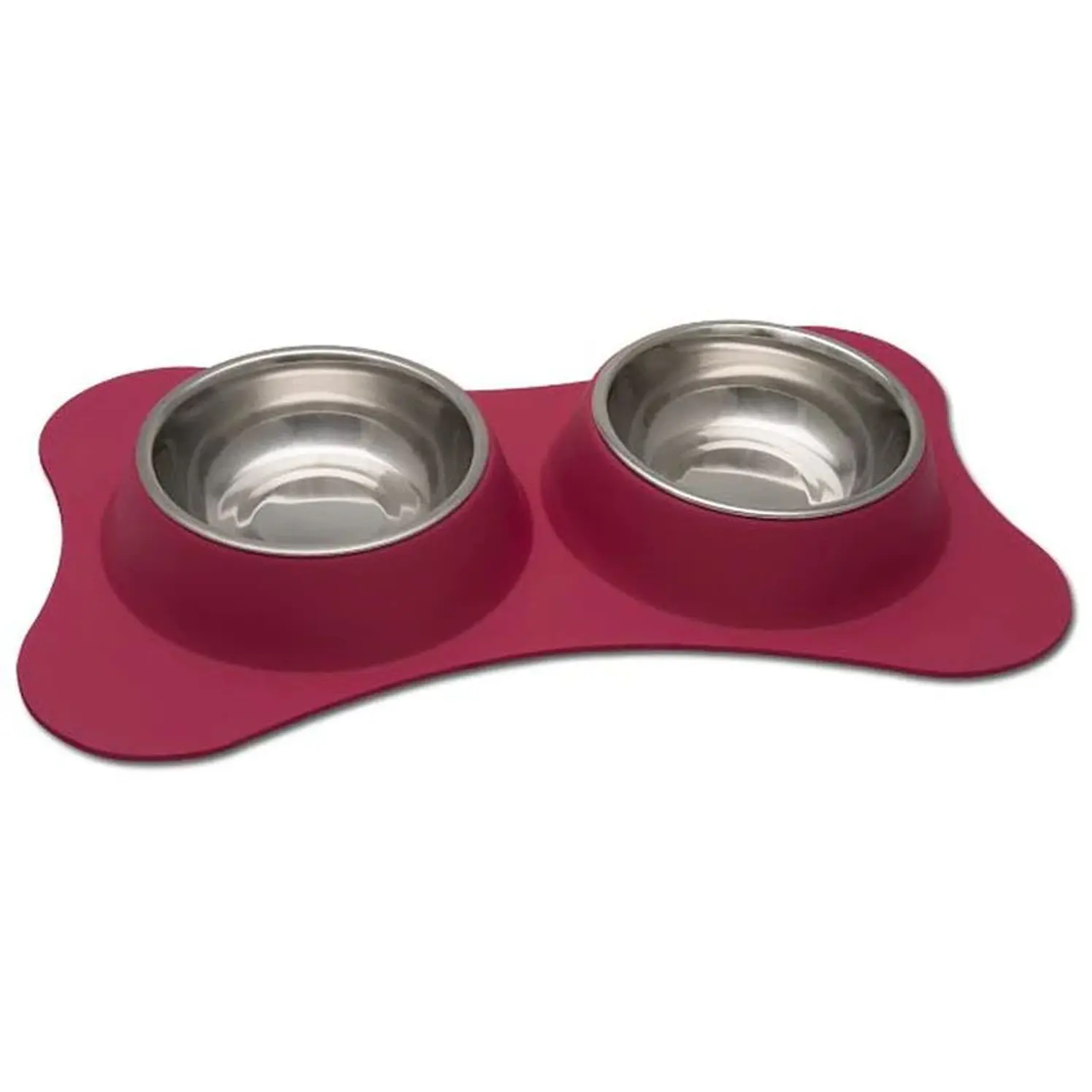 Plato Doble Perro Loving Pets Dolce Bone Shaped Flex Rojo S