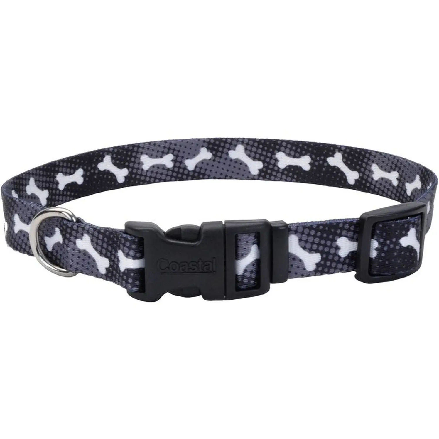 Collar Ajustable Perro Coastal Styles Negro Huesos Large