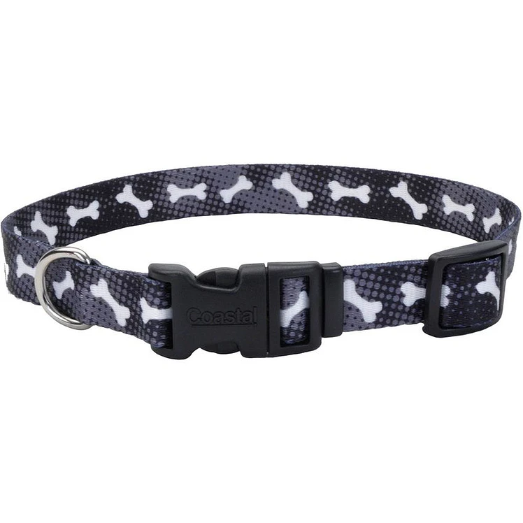 Collar Ajustable Perro Coastal Styles Negro Huesos Large