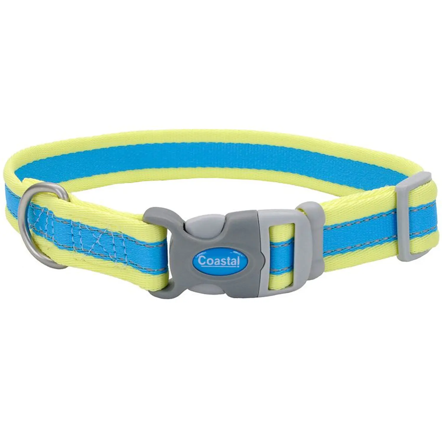 Collar Ajustable Reflectivo Perro Coastal Azul Amarillo M