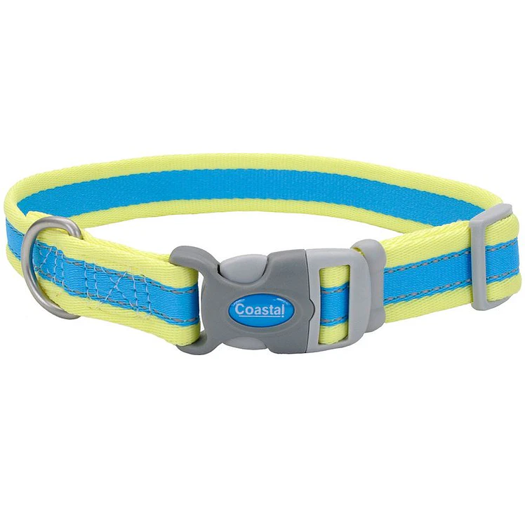 Collar Ajustable Reflectivo Perro Coastal Azul Amarillo M