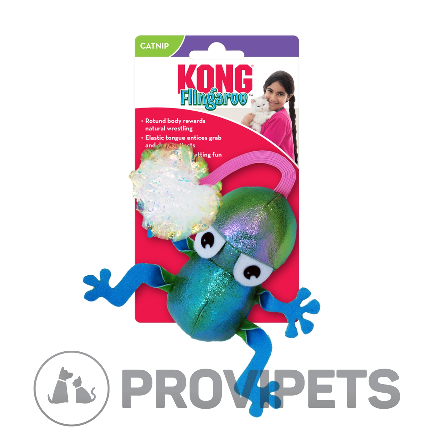 Kong Gato Juguete Flingaroo Frog Sapo