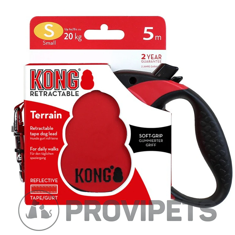 Correa Retráctil Perros Kong Terrain Small Rojo Hasta 20Kg 2