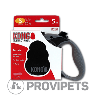 Correa Retráctil Perros Kong Terrain Small Negra Hasta 20Kg