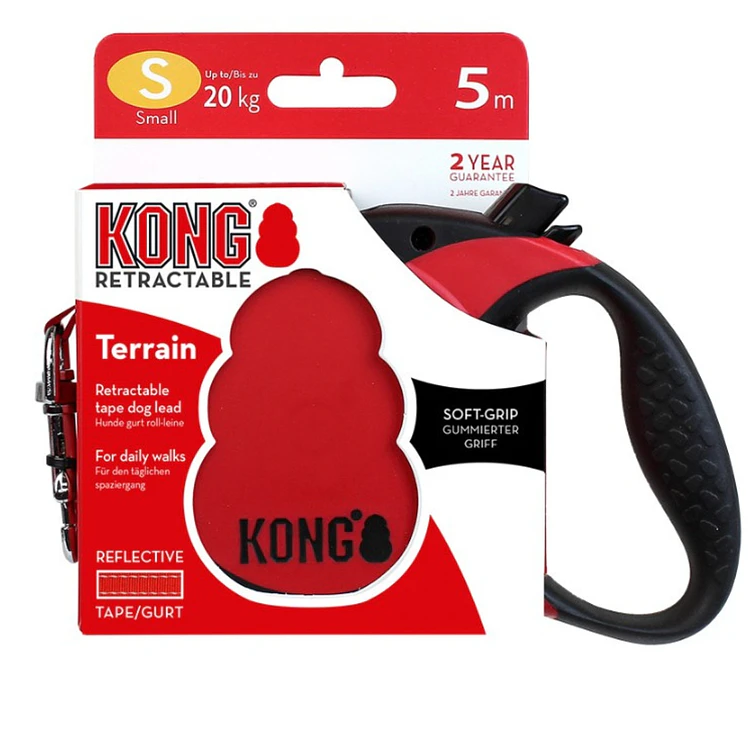 Correa Retráctil Perros Kong Terrain Small Rojo Hasta 20Kg 1