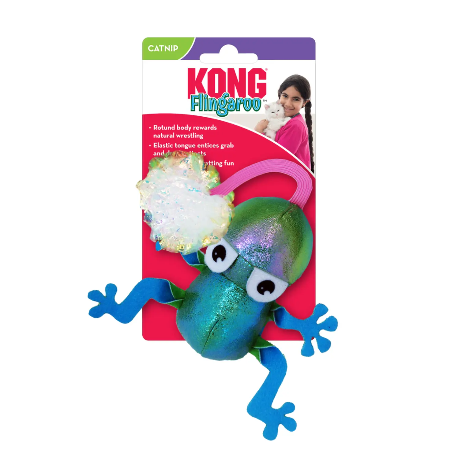 Kong Gato Juguete Flingaroo Frog Sapo 1
