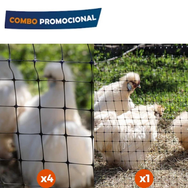 Combo Malla Gallinero 1.80 x 100 Mts Negro 4 x 5