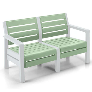 Sofa Doble Baru Verde Salvia y Blanco