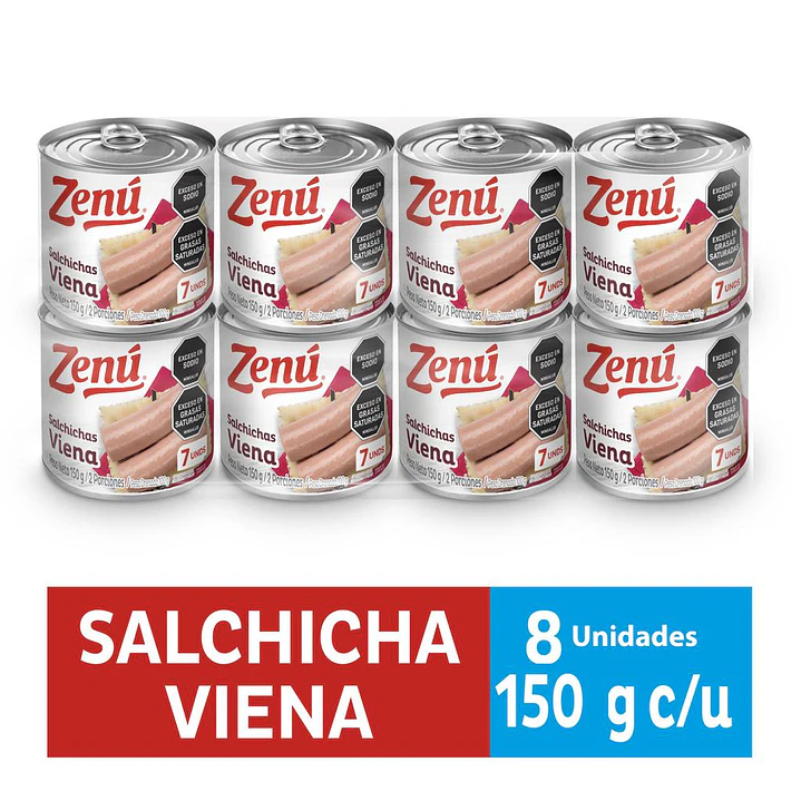 Zenú Salchicha Viena Mixtas de Cerdo y Pollo 8 Unid 100 g