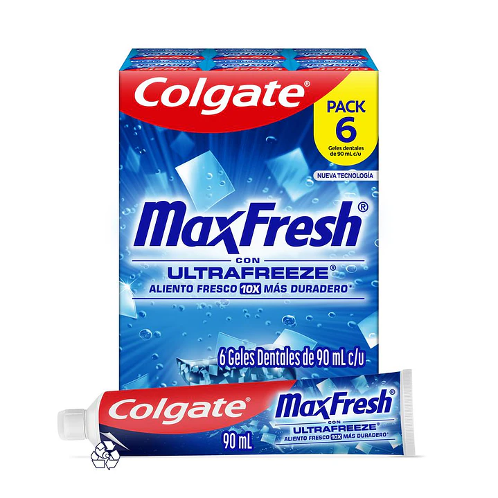 Colgate MaxFresh Crema Dental Cool Mint 6 Unid 90 mL