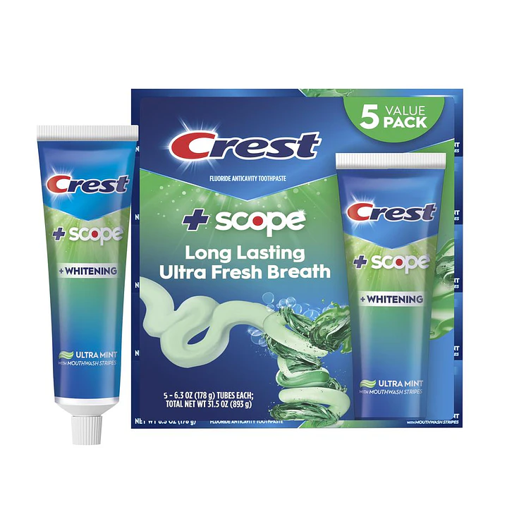 Crest Crema Dental Blanqueadora Scope Outlast 5 Unid 178 g