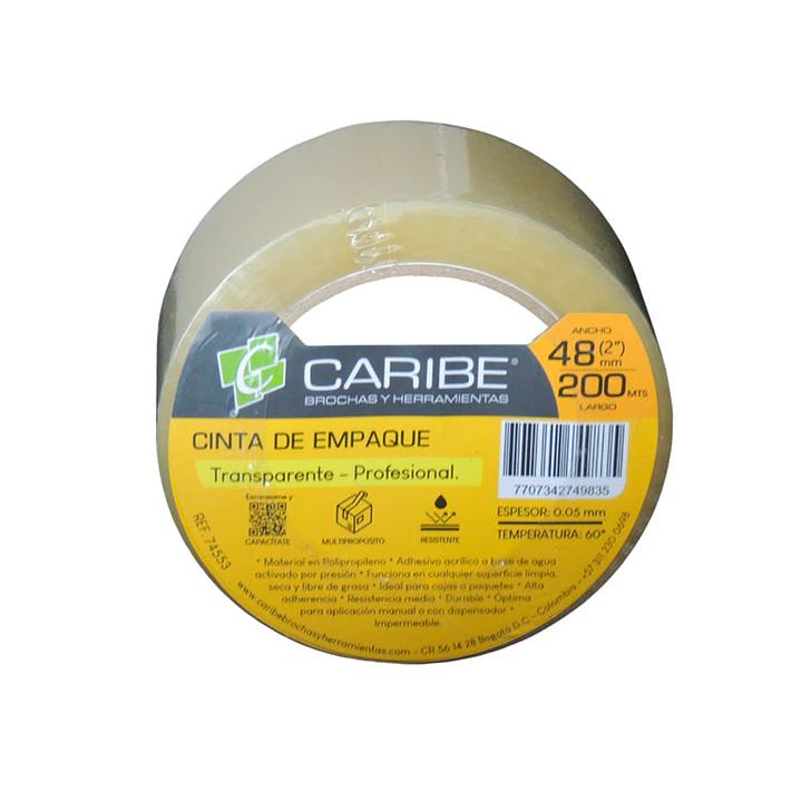 Cinta Empaque Caribe 48 mm x 200 mt Transparente
