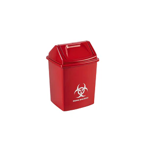 Papelera vaiven de 14 lt rojo con etiqueta
