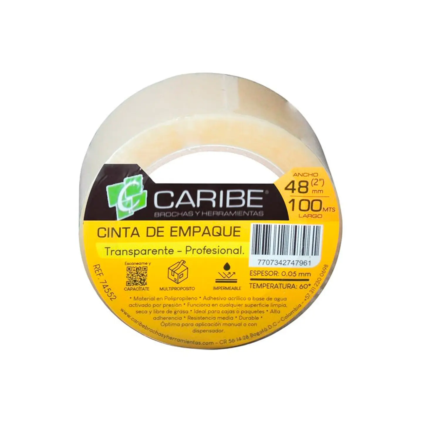 Cinta Empaque Caribe 48 mm x 100 mt Transparente