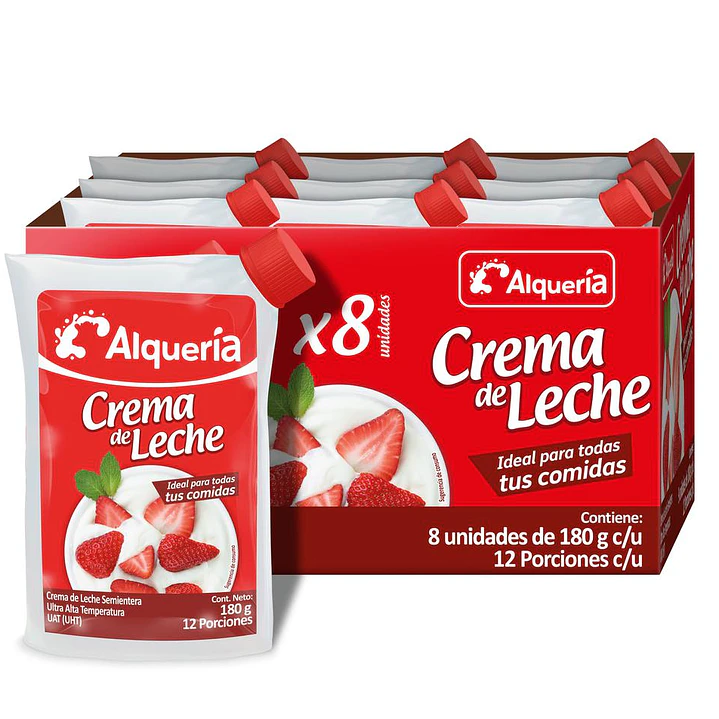 Alquería Crema de Leche 8 Unid 180 g
