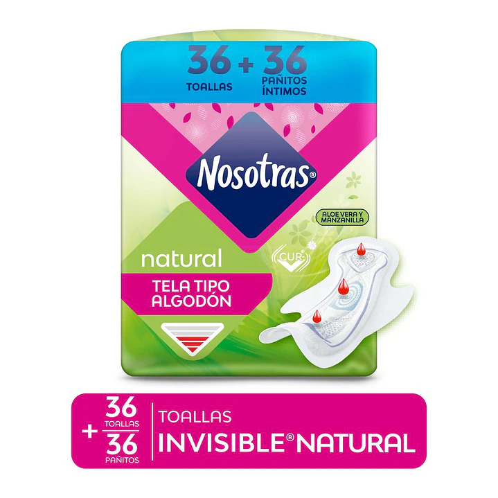 Nosotras Toallas Invisible 36 Unid + 36 Pañitos Íntimos